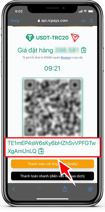 Bước 4: Sao chép thông tin chuyển khoản hoặc chụp ảnh mã QR => Đăng nhập vào ví điện tử, thực hiện chuyển tiền (Lưu ý: Chuyển đúng số tiền hiện thị trên Giá đặt hàng)